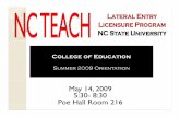 NCTEACH Slideshow Summer Start 2009 Orientation