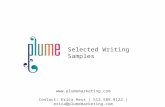 Plume: Selected Writing Samples