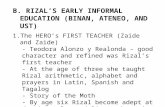 Rizal's early informal formal education (Binan, Ateneo and UST)