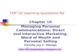 Chapter 19 Managing Personal Communications: Direct and Interactive Marketing, Word of Mouth and Personal Selling
