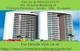 Chintels Paradiso - Chintels Paradiso Gurgaon Call 09310112377