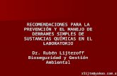 RECOMENDACIONES PARA LA PREVENCIÓN Y EL MANEJO DE DERRAMES SIMPLES DE SUSTANCIAS QUÍMICAS EN EL LABORATORIO Dr. Rubén Lijteroff Bioseguridad y Gestión.