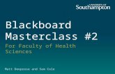 Blackboard Masterclass #2 for University of Southampton Faculty of Heath Sciences