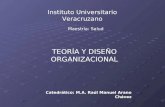 Catedrático: M.A. Raúl Manuel Arano Chávez Instituto Universitario Veracruzano Maestría: Salud TEORÍA Y DISEÑO ORGANIZACIONAL.