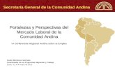Fortalezas y Perspectivas del Mercado Laboral de la Comunidad Andina VI Conferencia Regional Andina sobre el Empleo Secretaría General de la Comunidad.