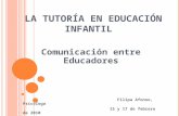 LA TUTORÍA EN EDUCACIÓN INFANTIL Comunicación entre Educadores Filipa Afonso, Psicóloga 15 y 17 de febrero de 2010.