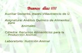 Buenos días !!!! Auxiliar Docente. Iraidis Villavicencio de U. Asignatura: Análisis Químico de Alimentos para Animales Animales Cátedra: Recursos Alimenticios.