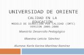 UNIVERSIDAD DE ORIENTE Maestría: Desarrollo Pedagógico Maestra: Leticia Sánchez Alumna: Karla Karina Martínez Ramírez CALIDAD EN LA EDUCACIÓN MODELO DE.