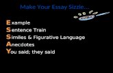 Make Your Essay Sizzle... ESSAY xamples necdotes entence Train imiles & Figurative Language ou said; they said.