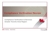 Compliance Verification Review Compliance Verification & Services Greater Toronto Area Region.