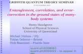 Entanglement, correlation, and error- correction in the ground states of many- body systems Henry Haselgrove School of Physical Sciences University of.