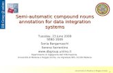 Università di Modena e Reggio Emilia 1 DB Group @ unimo Semi-automatic compound nouns annotation for data integration systems Tuesday, 23 June 2009 SEBD.