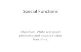 Special Functions Objective: Write and graph piecewise and absolute value functions.