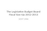 The Legislative Budget Board Fiscal Size-Up 2012-2013 GOVT 2306.