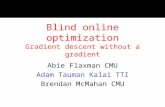 Blind online optimization Gradient descent without a gradient Abie Flaxman CMU Adam Tauman Kalai TTI Brendan McMahan CMU.