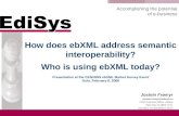 Accomplishing the potential of e-business How does ebXML address semantic interoperability? Who is using ebXML today? Presentation at the CEN/ISSS ebXML.