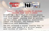 Report: ID theft claims 27 million victims over last 5 years WASHINGTON - More than 27 million people have been victims of identity theft in the last five.