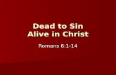 Dead to Sin Alive in Christ Romans 6:1-14. A Question Romans 6:1 Romans 6:1.