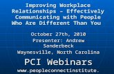 Improving Workplace Relationships – Effectively Communicating with People Who Are Different Than You October 27th, 2010 Presenter: Andrew Sanderbeck Waynesville,
