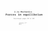 2.1a Mechanics Forces in equilibrium Breithaupt pages 90 to 109 January 17 th 2011.