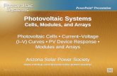 PowerPoint ® Presentation Photovoltaic Systems Cells, Modules, and Arrays Photovoltaic Cells Current–Voltage (I–V) Curves PV Device Response Modules and.