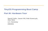 TinyOS Programming Boot Camp Part III: Hardware Tour David Culler, Jason Hill, Rob Szewczyk, Alec Woo U.C. Berkeley 2/9/2001.