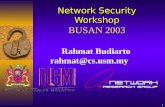 1 Network Security Workshop BUSAN 2003 Rahmat Budiarto rahmat@cs.usm.my.