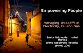Empowering People Managing Tradeoffs in Electricity, Oil and Gas Smita Nakhooda Isabel Munilla World Resources Institute 19 Nov 2007.
