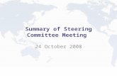 Summary of Steering Committee Meeting 24 October 2008.