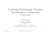 1998-05-21LTSA 4.00 Overview, Frank Farance1 Learning Technology Systems Architecture -- Overview LTSA 4.00 Frank Farance Farance/Edutool 1998-05-21 frank@farance.com,