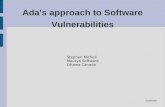 Ada's approach to Software Vulnerabilities Stephen Michell Maurya Software Ottawa Canada 25/06/06.