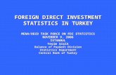 FOREIGN DIRECT INVESTMENT STATISTICS IN TURKEY MENA/OECD TASK FORCE ON FDI STATISTICS NOVEMBER 9, 2006 İSTANBUL Yeşim Şişik Balance of Payment Division.