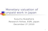 1 Monetary valuation of unpaid work in Japan Susumu Kuwahara Research Fellow, ESRI, Japan December 2 nd,2010.