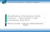 Classification of Factoryless Goods Producers - Presentation to AEG Luxembourg, May 2013 Michael Connolly – Task Force Global Production UNECE.