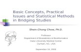 Basic Concepts, Practical Issues and Statistical Methods in Bridging Studies Shein-Chung Chow, Ph.D. Professor Department of Biostatistics & Bioinformatics.