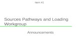 Sources Pathways and Loading Workgroup Announcements Item #1.