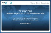 World Class Standards TC SCP TEC Status Report to TC SCP Plenary #54 Paul JOLIVET, Chairman, LG Electronics Sebastian HANS, Vice chairman, Oracle SCP(12)000010r1.