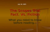 The Scopes Trial Fact. Vs. Fiction What you need to know before reading… July 10, 1925.