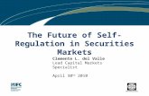 Clemente L. del Valle Lead Capital Markets Specialist April 30 th 2010 The Future of Self-Regulation in Securities Markets.