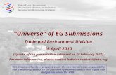 Universe of EG Submissions Trade and Environment Division 19 April 2010 (Update of the presentation delivered on 18 February 2010) For more information,