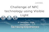 Clint Chaplin (c.chaplin@sisa.samsung.com) Samsung Electronics Challenge of NFC technology using Visible Light 4 th December, 2008 Ecma/GA/2008/244 Ecma/TC47/2009/010.