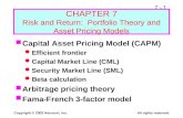 7 - 1 Copyright © 2002 Harcourt, Inc.All rights reserved. CHAPTER 7 Risk and Return: Portfolio Theory and Asset Pricing Models Capital Asset Pricing Model.
