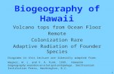 1 Biogeography of Hawaii Volcano tops from Ocean Floor Remote Colonization Rare Adaptive Radiation of Founder Species Diagrams in this lecture are liberally.