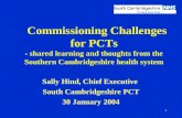 1 Commissioning Challenges for PCTs - shared learning and thoughts from the Southern Cambridgeshire health system Sally Hind, Chief Executive South Cambridgeshire.