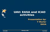 01.02.2008 Workshop on UAV Yves Morier UAV: EASA and ICAO activities Presentation by: Y Morier EASA.