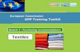 Textiles Module 3 - Purchasing recommendations European Commission GPP Training Toolkit.
