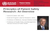 Patient Safety Research Introductory Course Session 2 David W. Bates, MD, MSc External Program Lead for Research, WHO Professor of Medicine, Harvard Medical.