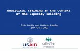 Analytical Training in the Context of M&E Capacity Building Siân Curtis and Gustavo Angeles July 10-11, 2007.