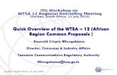 Durban, South Africa, 11 July 2013 ITU Workshop on WTSA 12 Regional Debriefing Meeting (Durban, South Africa, 11 July 2013)