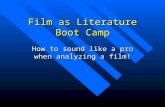 Film as Literature Boot Camp How to sound like a pro when analyzing a film!